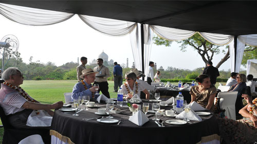 Champange Breakfast overlooking Taj Mahal